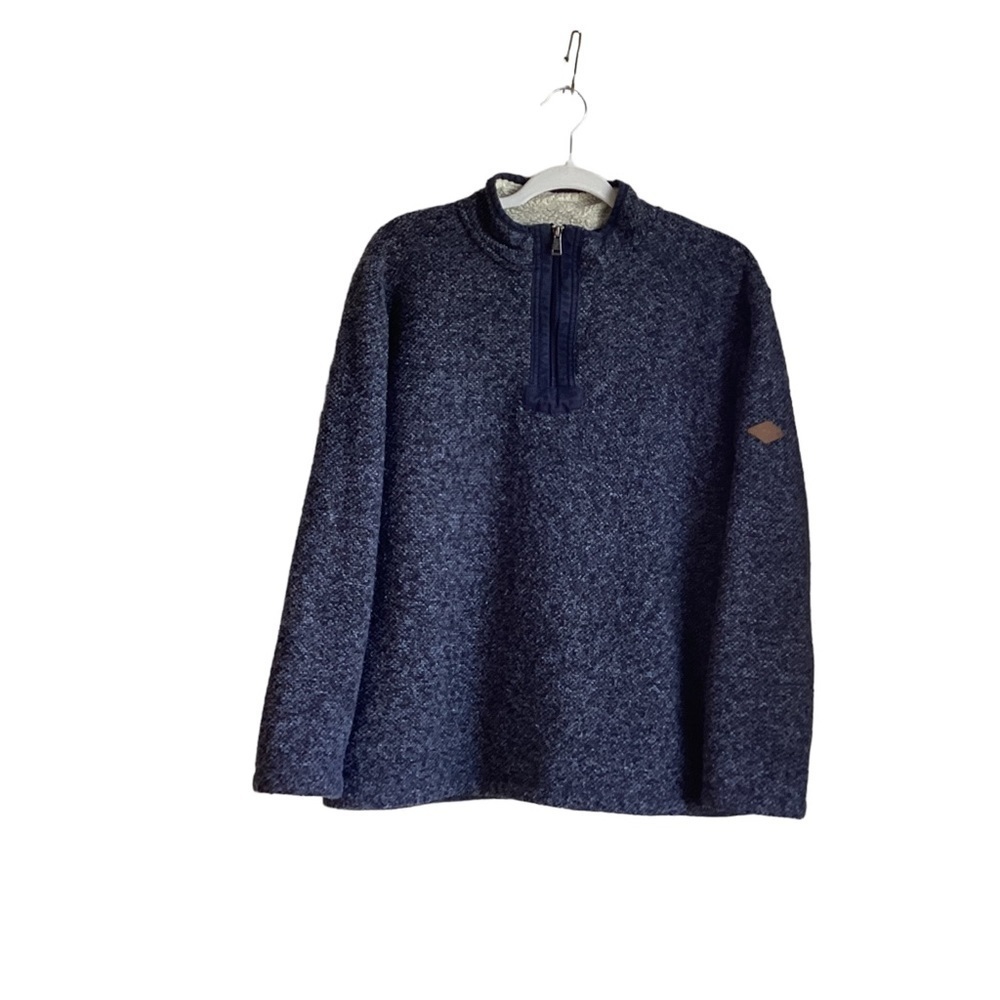 Orvis Men’s Blue 1/4 ZipTweed Sweater.  Fleeced line.  Size L